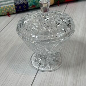 Cristal J.G. DURAND France‎ Crystal Candy Dish Bowl Pedestal with Lid